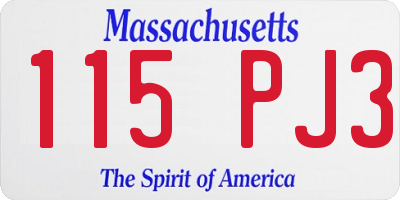 MA license plate 115PJ3