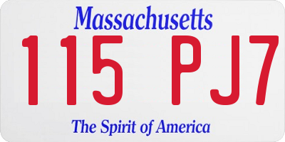 MA license plate 115PJ7