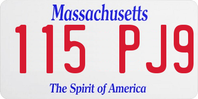 MA license plate 115PJ9