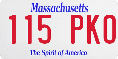 MA license plate 115PK0