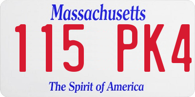 MA license plate 115PK4