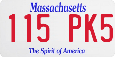 MA license plate 115PK5