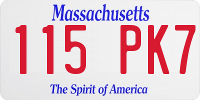 MA license plate 115PK7