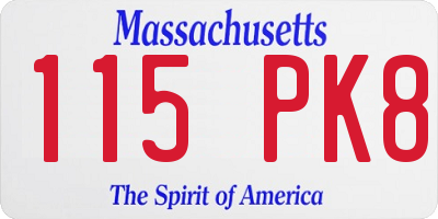MA license plate 115PK8