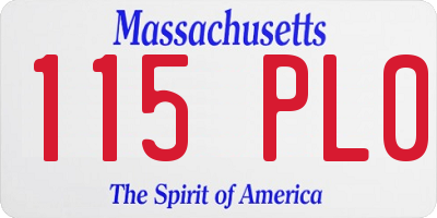 MA license plate 115PL0