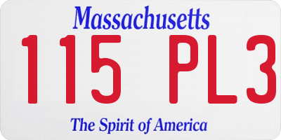 MA license plate 115PL3