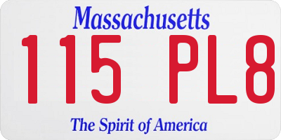 MA license plate 115PL8
