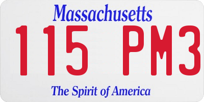 MA license plate 115PM3