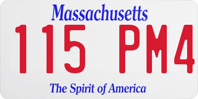 MA license plate 115PM4