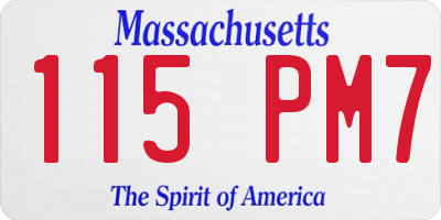 MA license plate 115PM7