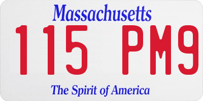 MA license plate 115PM9