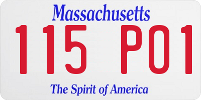 MA license plate 115PO1