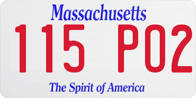 MA license plate 115PO2