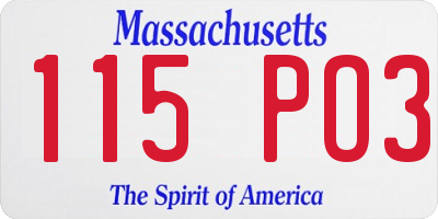 MA license plate 115PO3