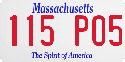 MA license plate 115PO5