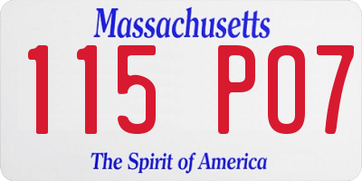 MA license plate 115PO7