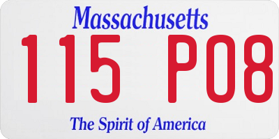 MA license plate 115PO8