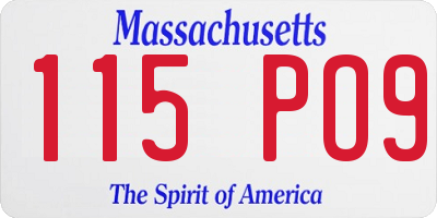 MA license plate 115PO9