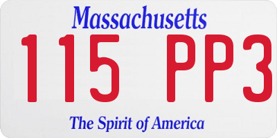 MA license plate 115PP3
