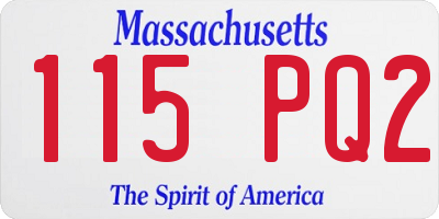 MA license plate 115PQ2