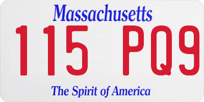 MA license plate 115PQ9