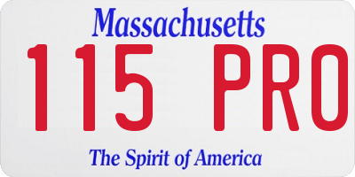 MA license plate 115PR0