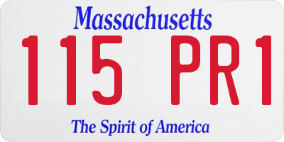 MA license plate 115PR1