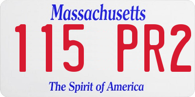 MA license plate 115PR2