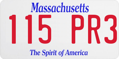 MA license plate 115PR3