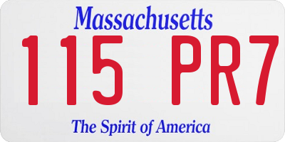 MA license plate 115PR7
