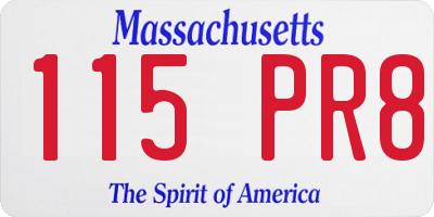 MA license plate 115PR8