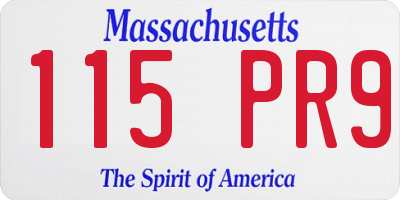MA license plate 115PR9