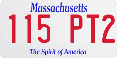 MA license plate 115PT2