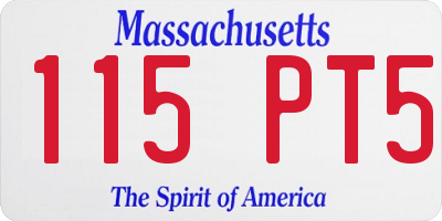MA license plate 115PT5