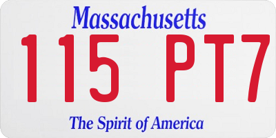 MA license plate 115PT7