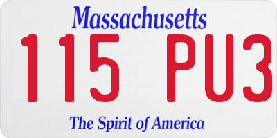 MA license plate 115PU3