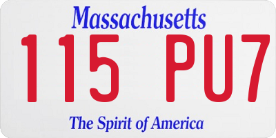 MA license plate 115PU7