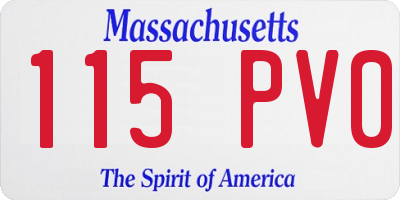 MA license plate 115PV0