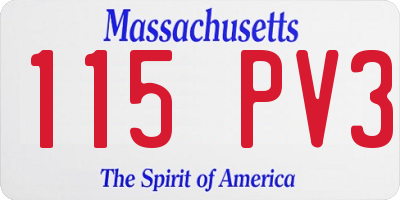 MA license plate 115PV3