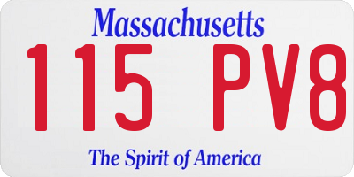 MA license plate 115PV8