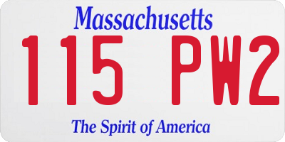 MA license plate 115PW2