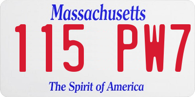 MA license plate 115PW7