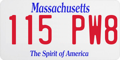 MA license plate 115PW8