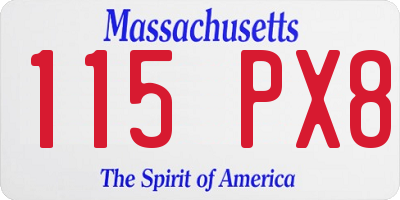MA license plate 115PX8