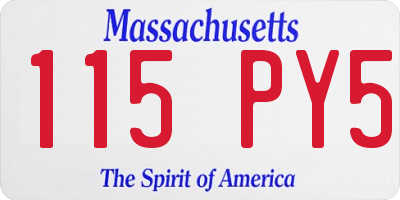MA license plate 115PY5