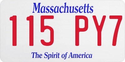 MA license plate 115PY7