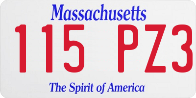 MA license plate 115PZ3