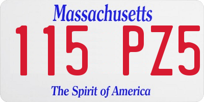 MA license plate 115PZ5
