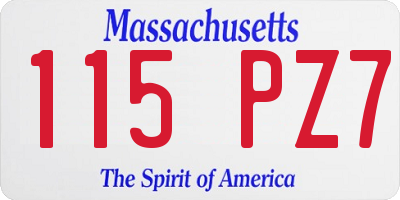 MA license plate 115PZ7