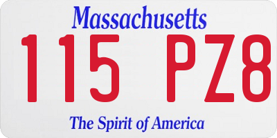 MA license plate 115PZ8